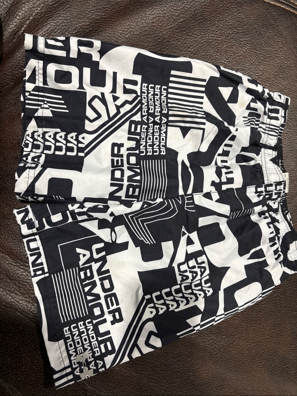 Under Armour Swim Black and White Logo Graphic Shorts